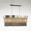 Silver Crystal Linear chandelier - Halo Stone for dining room view 1