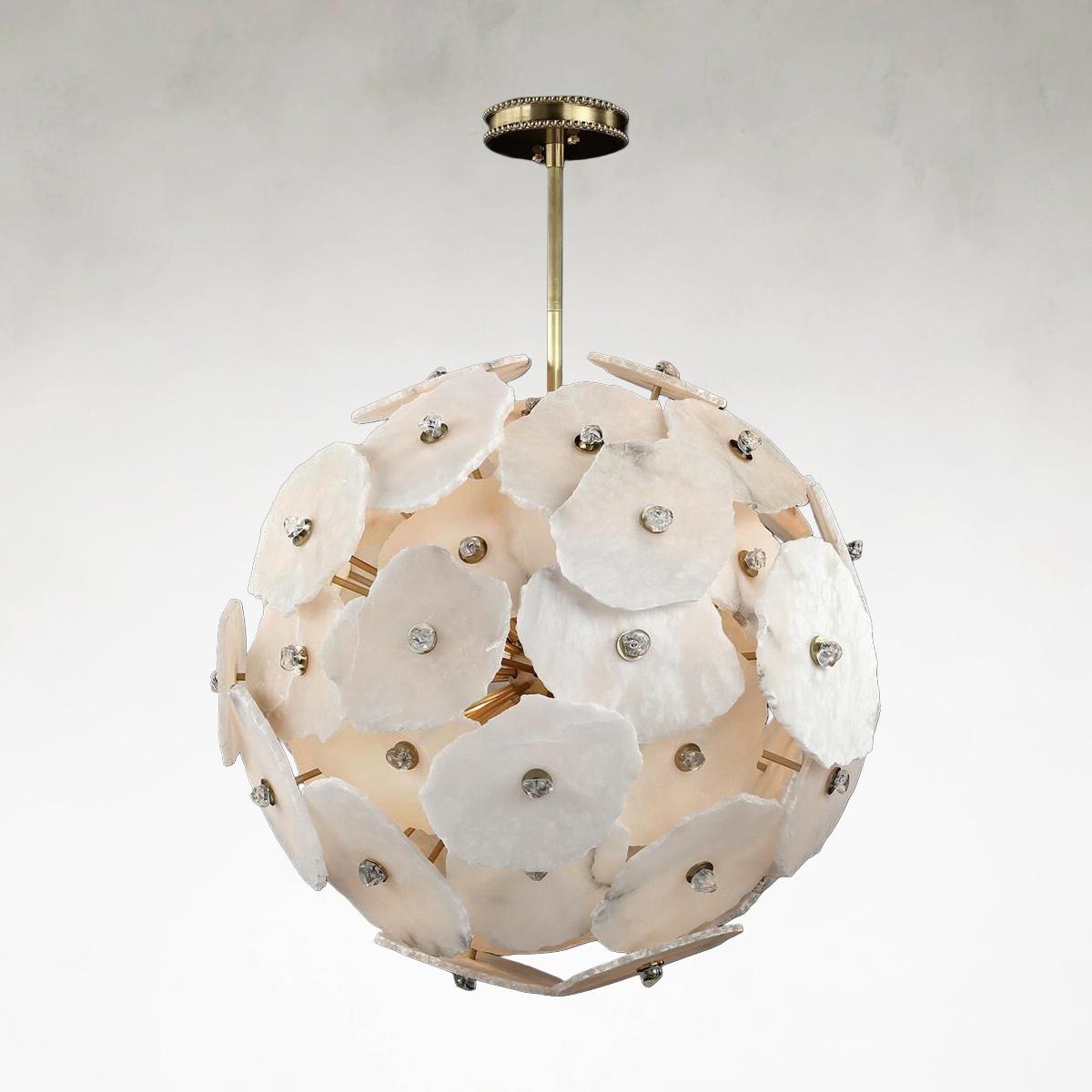 Brass Alabaster Tiered chandelier - Kaia Stone for dining room view 1