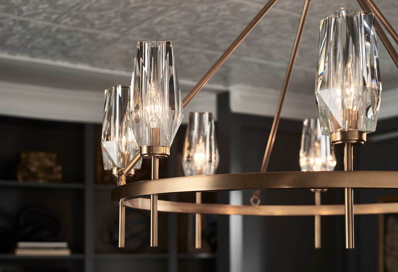 Satin Gold Crystal Round chandelier - Verona Gleam for dining room view 4