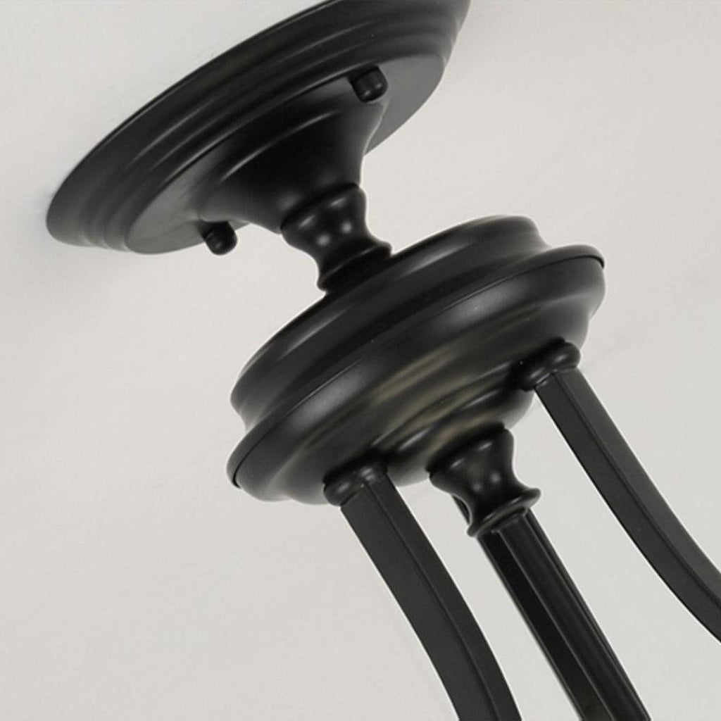 Black Vintage Bowl Frosted Glass Ceiling Light 16.9"
