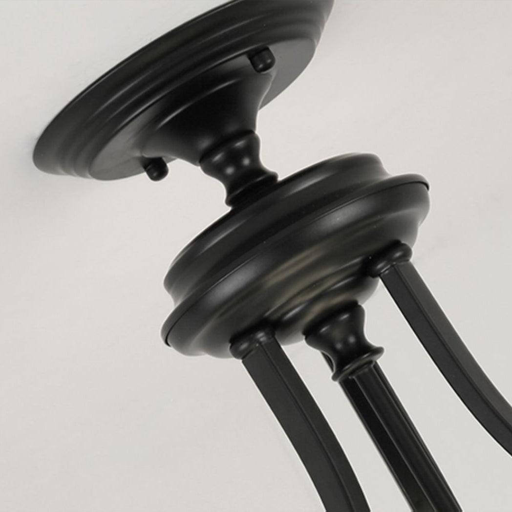 Black Vintage Bowl Frosted Glass Ceiling Light 16.9"