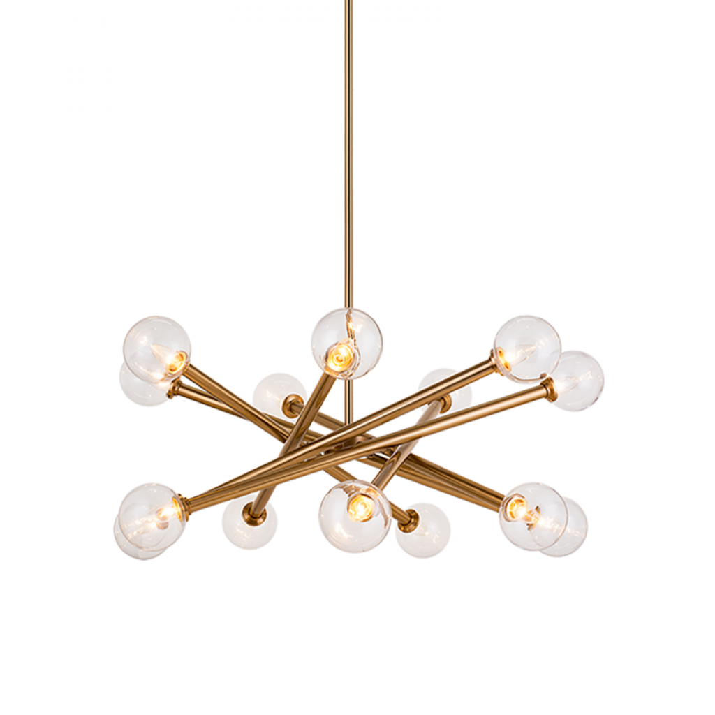 Matchstix Chandelier, 14-Light, Brass, Aged Gold Brass, 34.75"W (C64614AGCL 305XRXY)