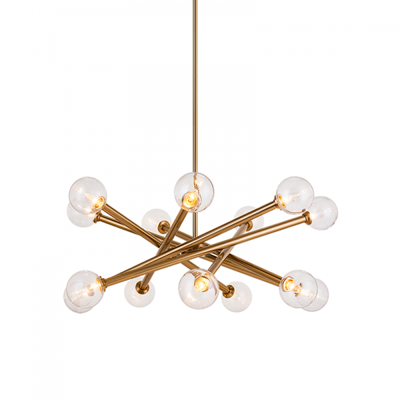 Matchstix Chandelier, 14-Light, Brass, Aged Gold Brass, 34.75"W (C64614AGCL 305XRXY)