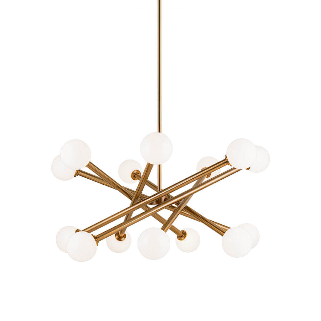 Matchstix Chandelier, 14-Light, Brass, Aged Gold Brass, 34.75"W (C64614AGCL 305XRXY)