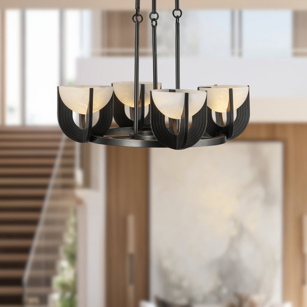 Bronze Alabaster chandelier - Viana Court for dining room view 7