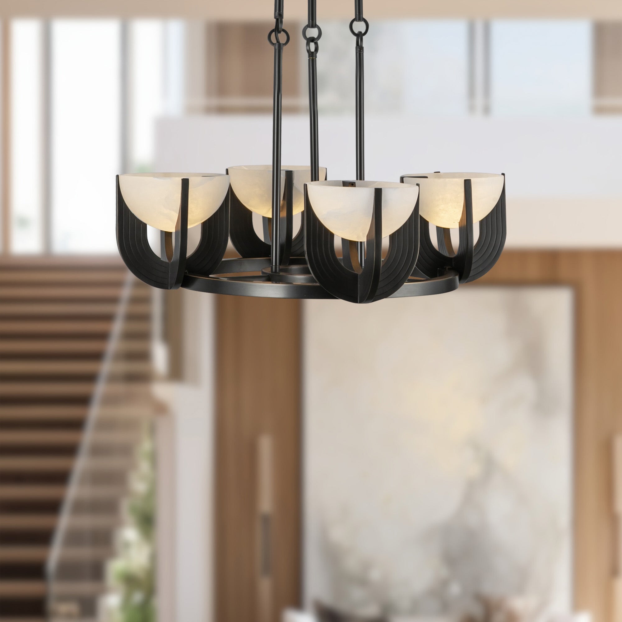 Bronze Alabaster chandelier - Viana Court for dining room view 7