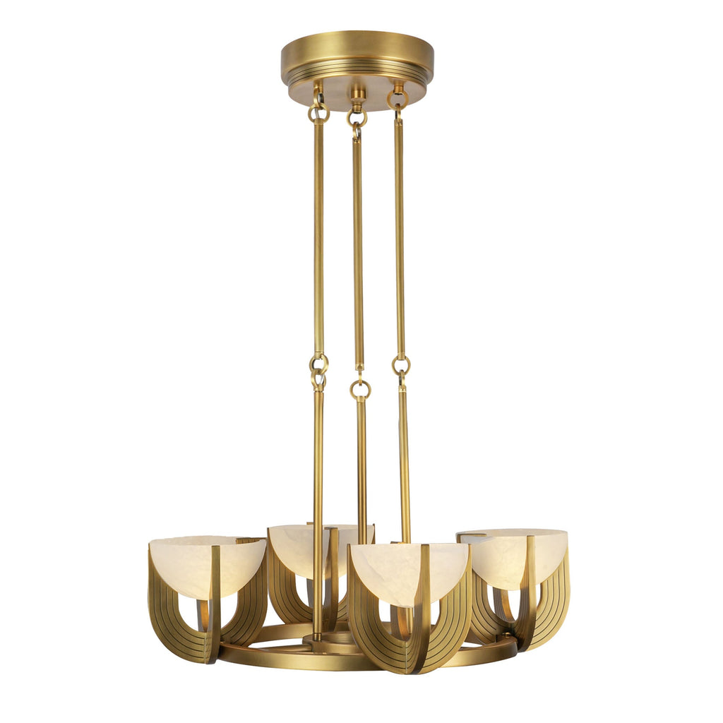 Antique Brass Alabaster chandelier - Quinn Court for dining room view 4