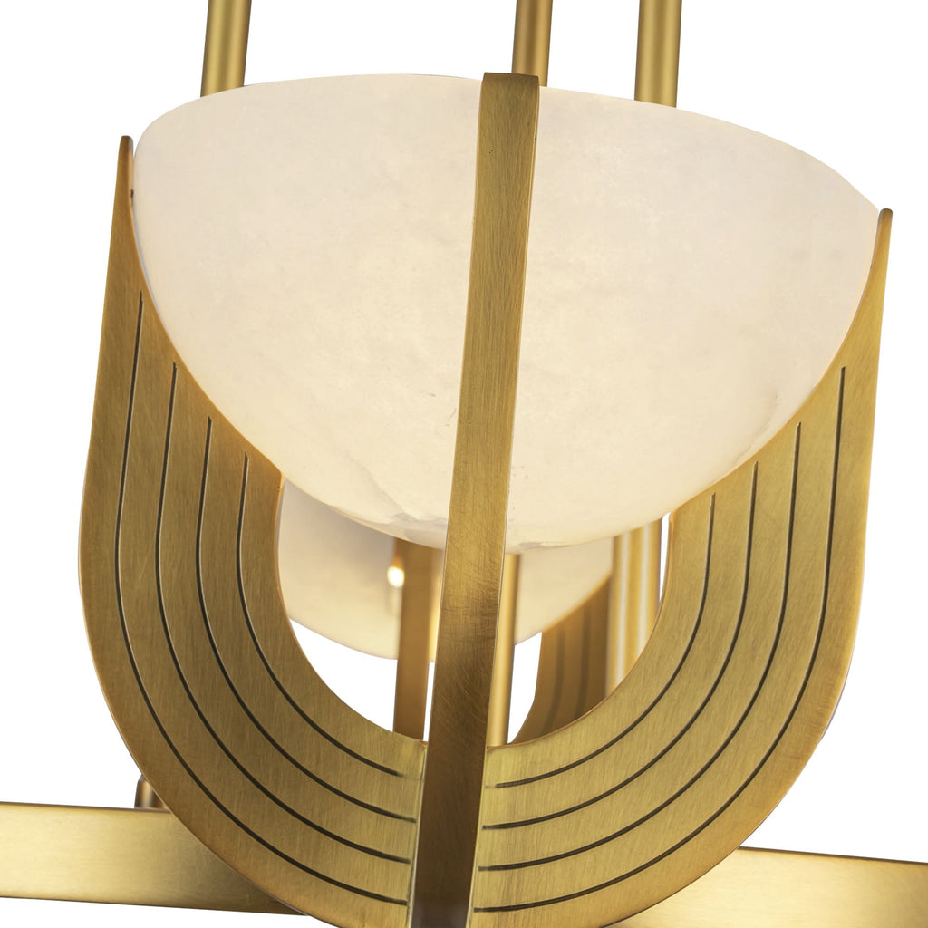 Antique Brass Alabaster chandelier - Quinn Court for dining room view 5