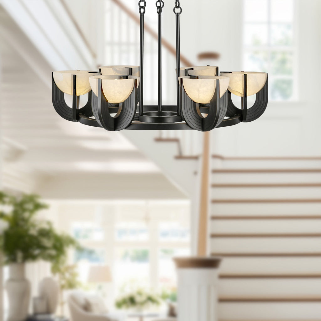 Bronze Alabaster chandelier - Aria Court for dining room view 7