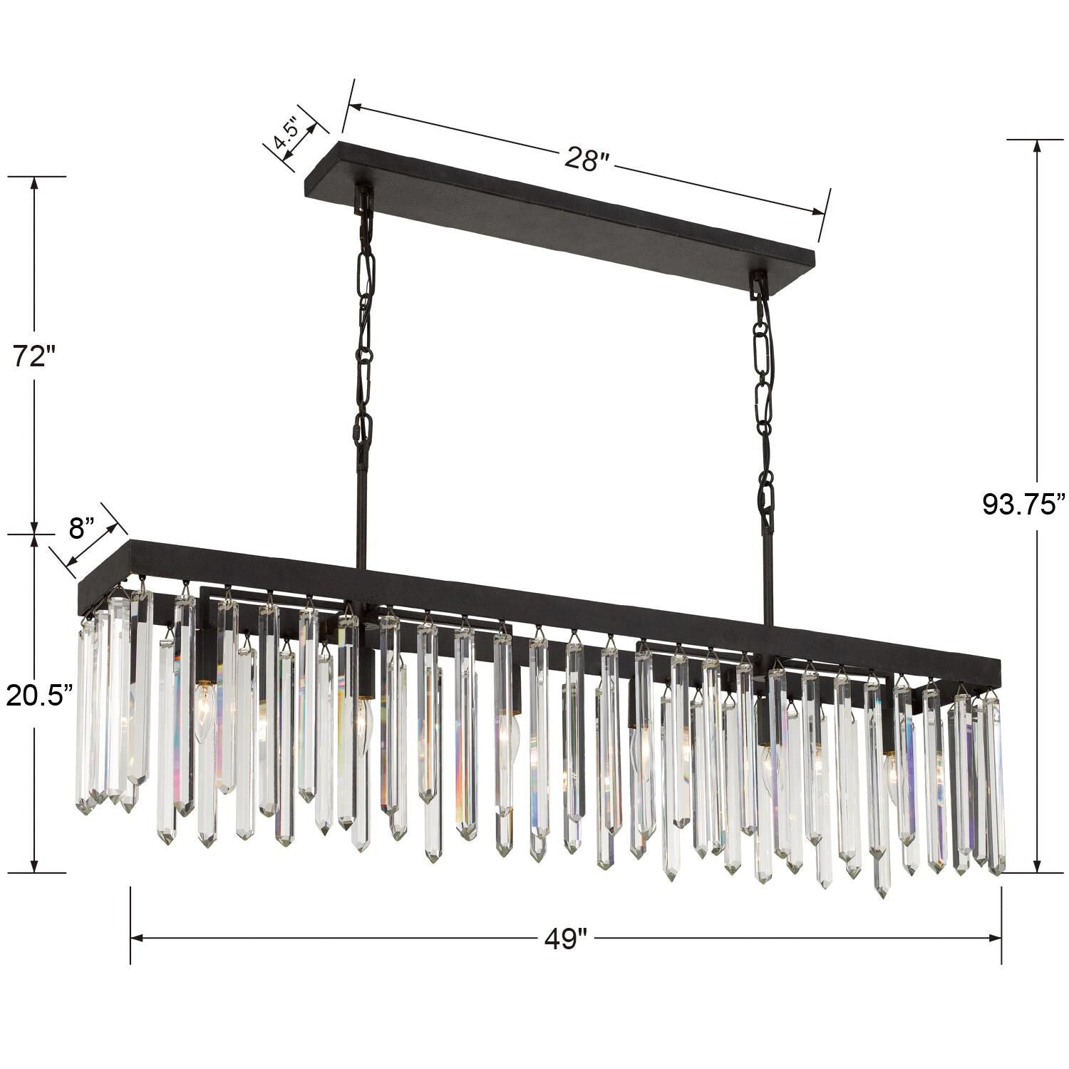 6-Light 49 in. Chandelier - Piper Arc for dining room view 5