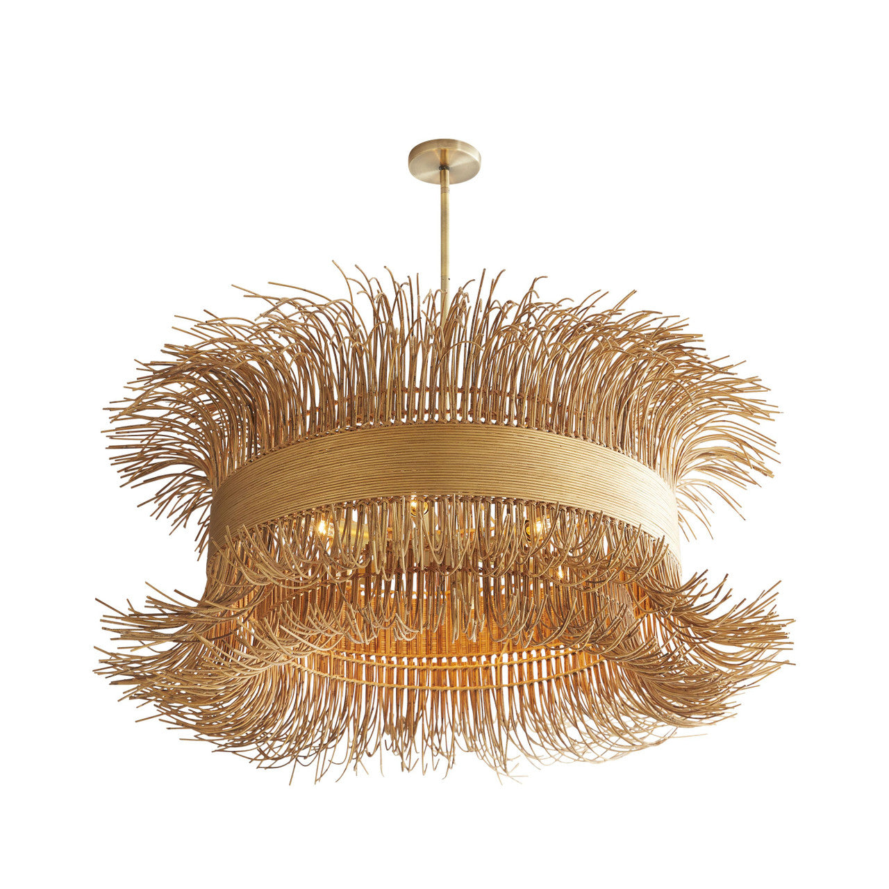 Antique Brass Rattan chandelier - Vesper Point for dining room view 4