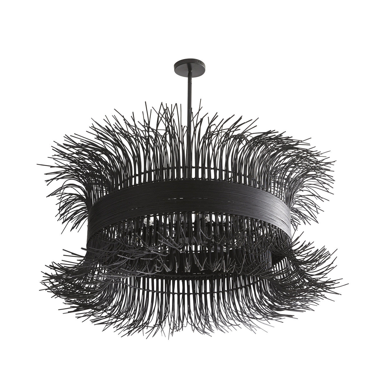Black Rattan chandelier - Ion Gleam for dining room view 3