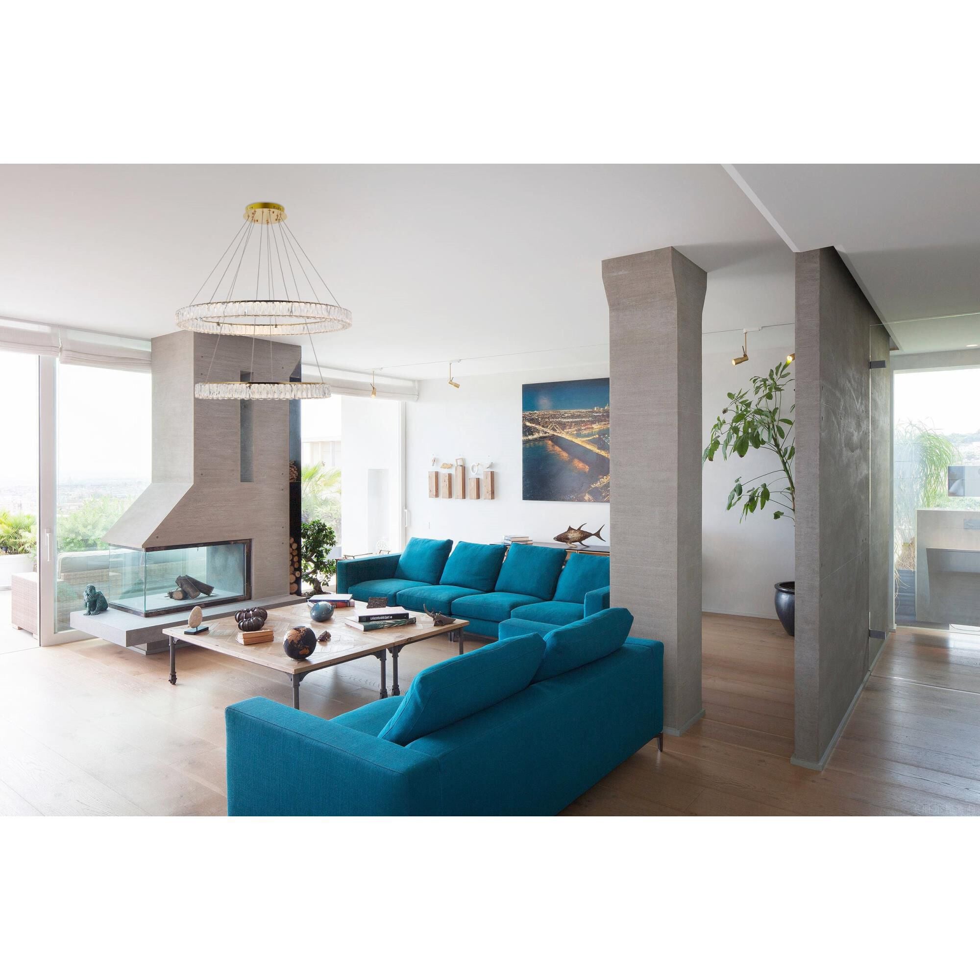 1-Light 42 in. LED Chandelier - Ion Arc for dining room view 3