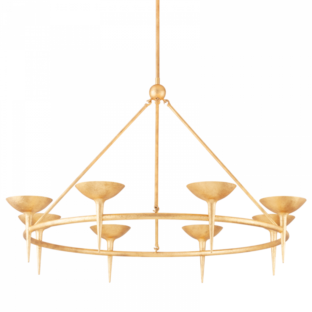 White Steel Round chandelier - Riven Meadow for dining room view 2