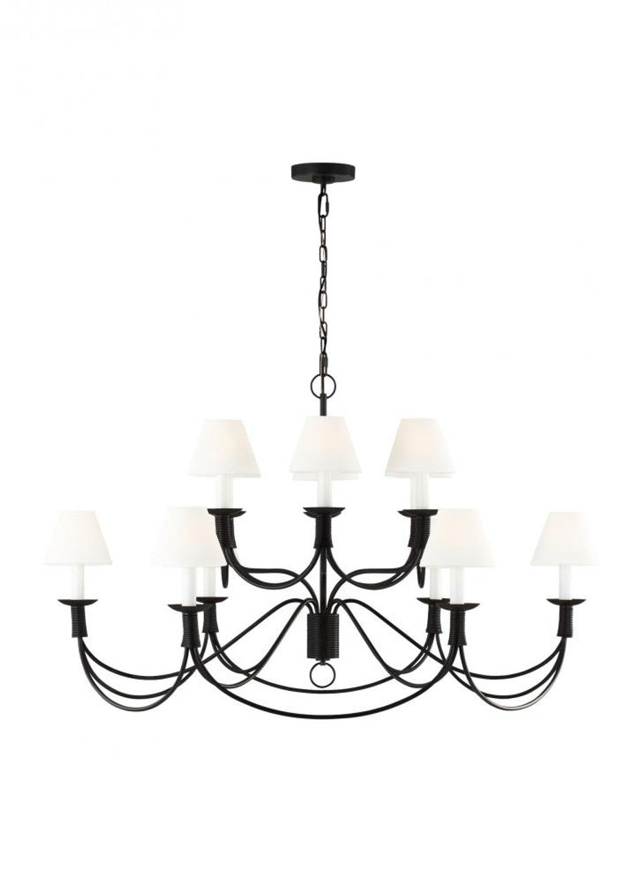 Black Glass Round chandelier - Lazuli Meadow for dining room view 1