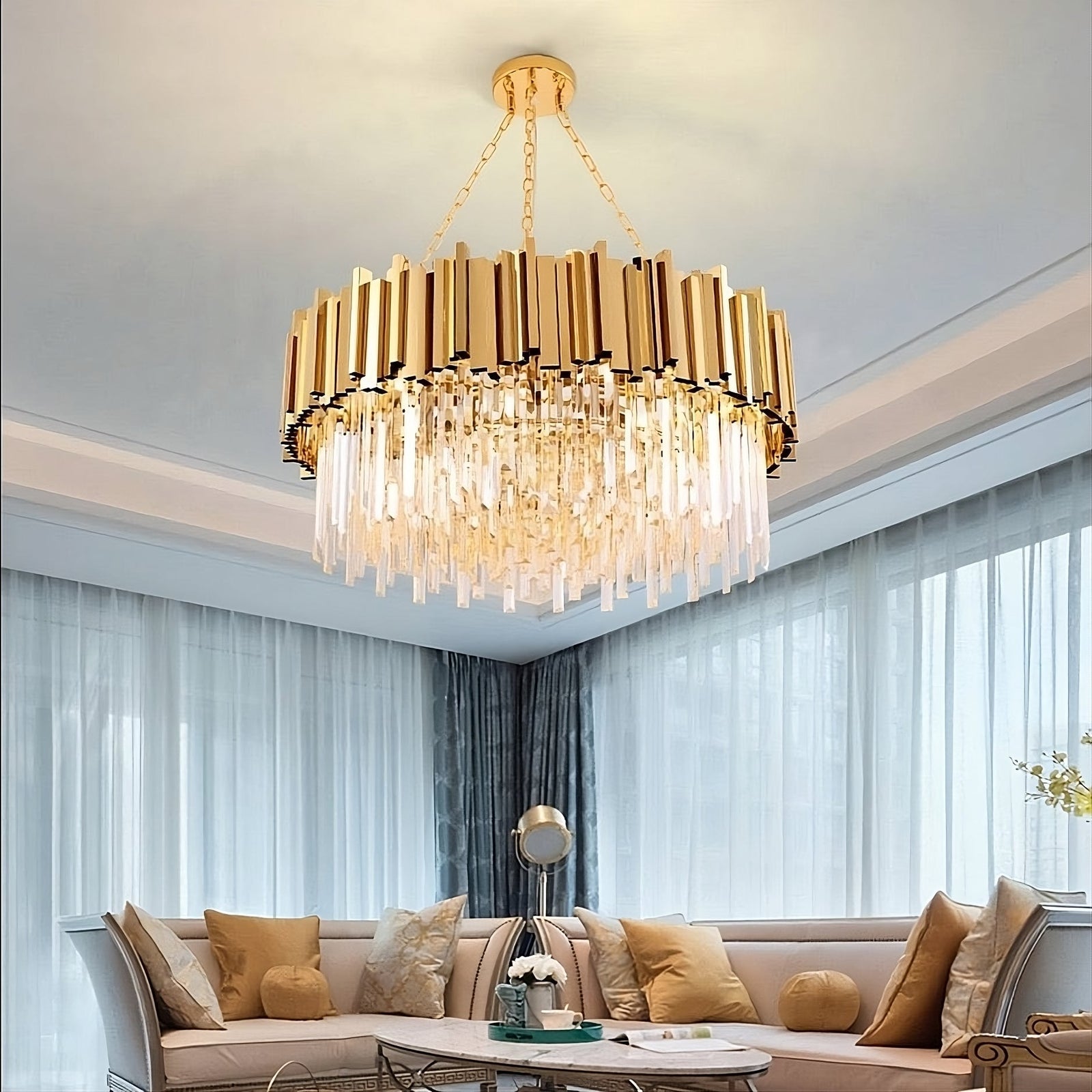 Clear Crystal Round chandelier - Nova House for dining room view 1