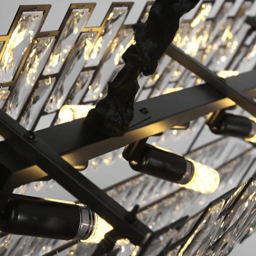 Black Crystal Linear chandelier - Kora Lane for dining room view 7
