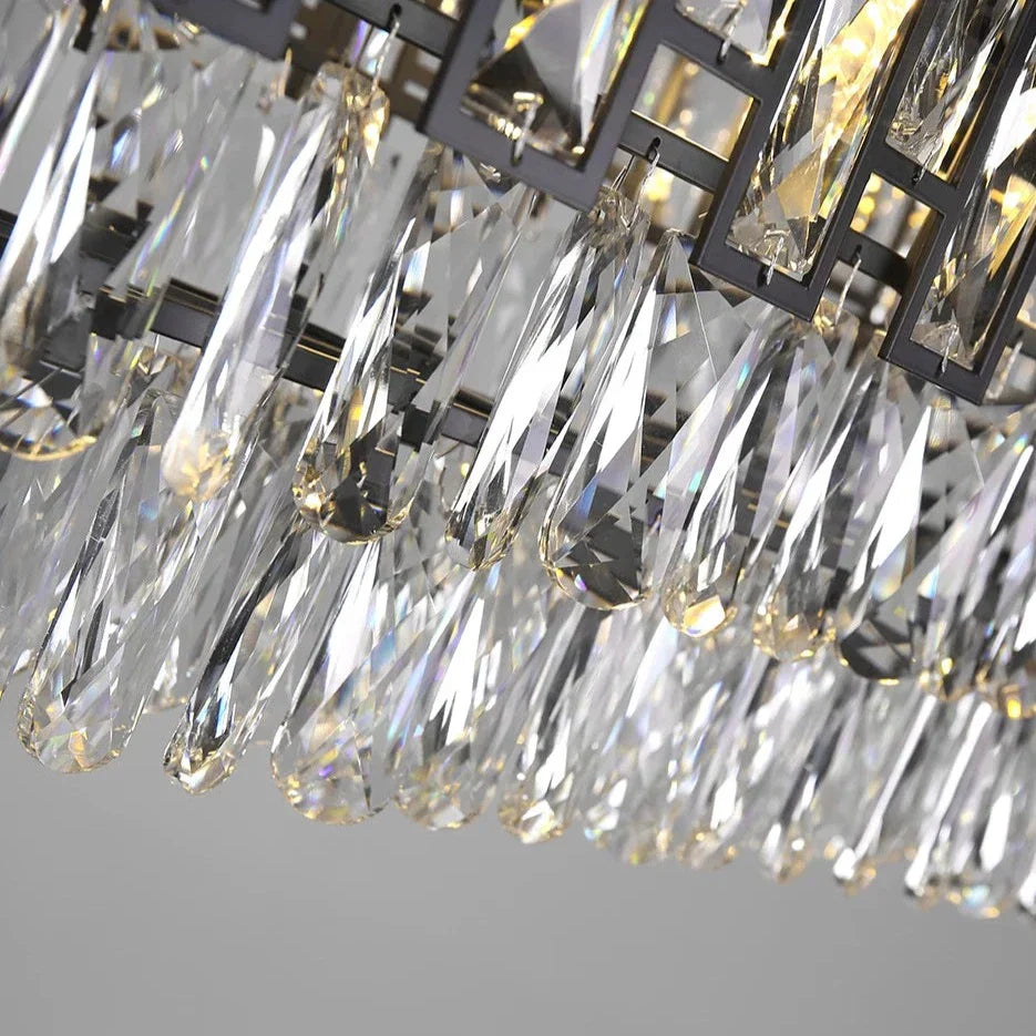 Black Crystal Linear chandelier - Kora Lane for dining room view 6