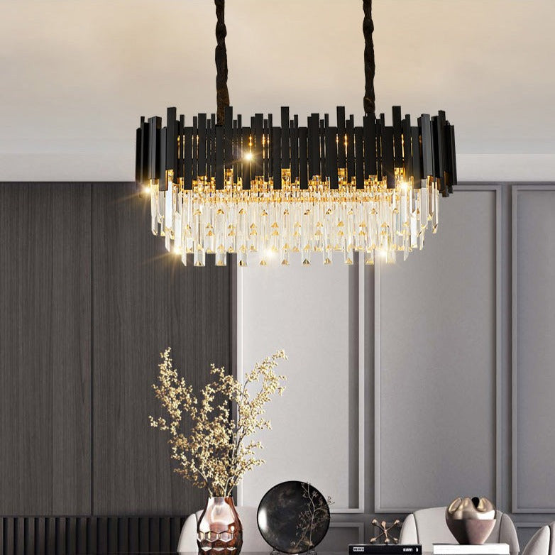 Black Crystal chandelier - Ottilie Court for dining room view 1