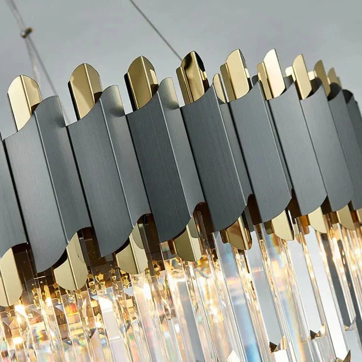 Clear Crystal Linear chandelier - Ottilie Lane for dining room view 5