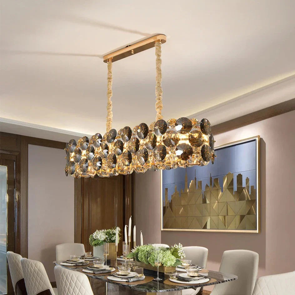 Clear Crystal Round chandelier - Greer Lane for dining room view 1