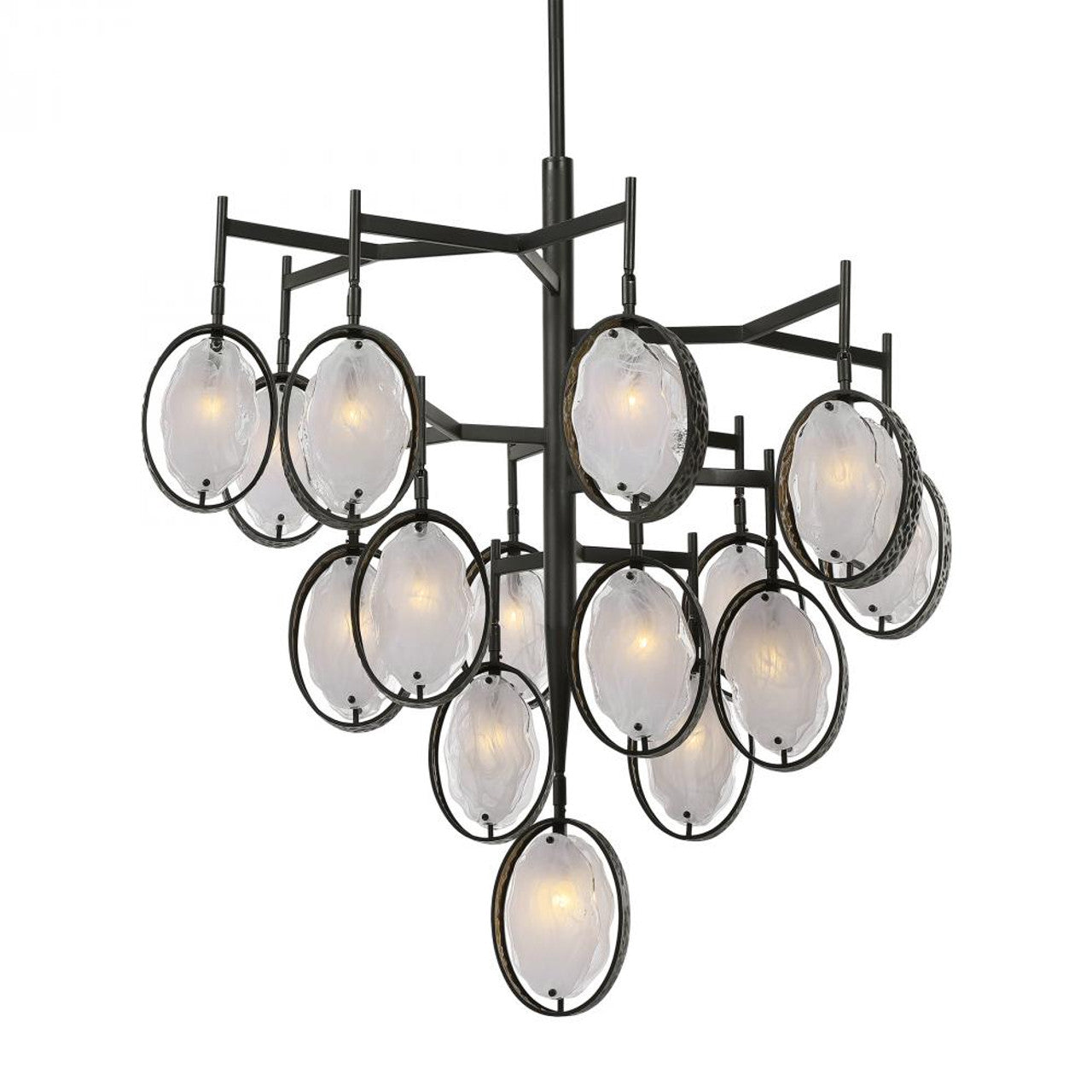 White Glass chandelier - Lyra Gleam for dining room view 1