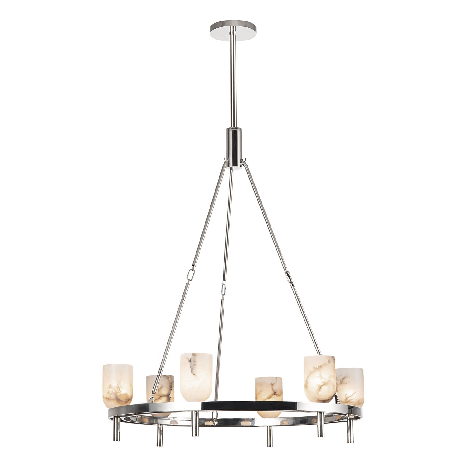 Polished Nickel Alabaster chandelier - Pavia Court for dining room view 3