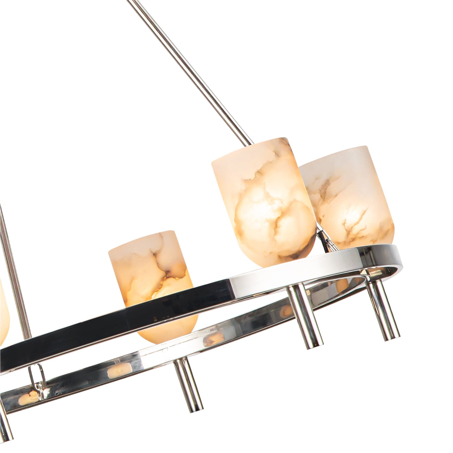 Polished Nickel Alabaster chandelier - Pavia Court for dining room view 4