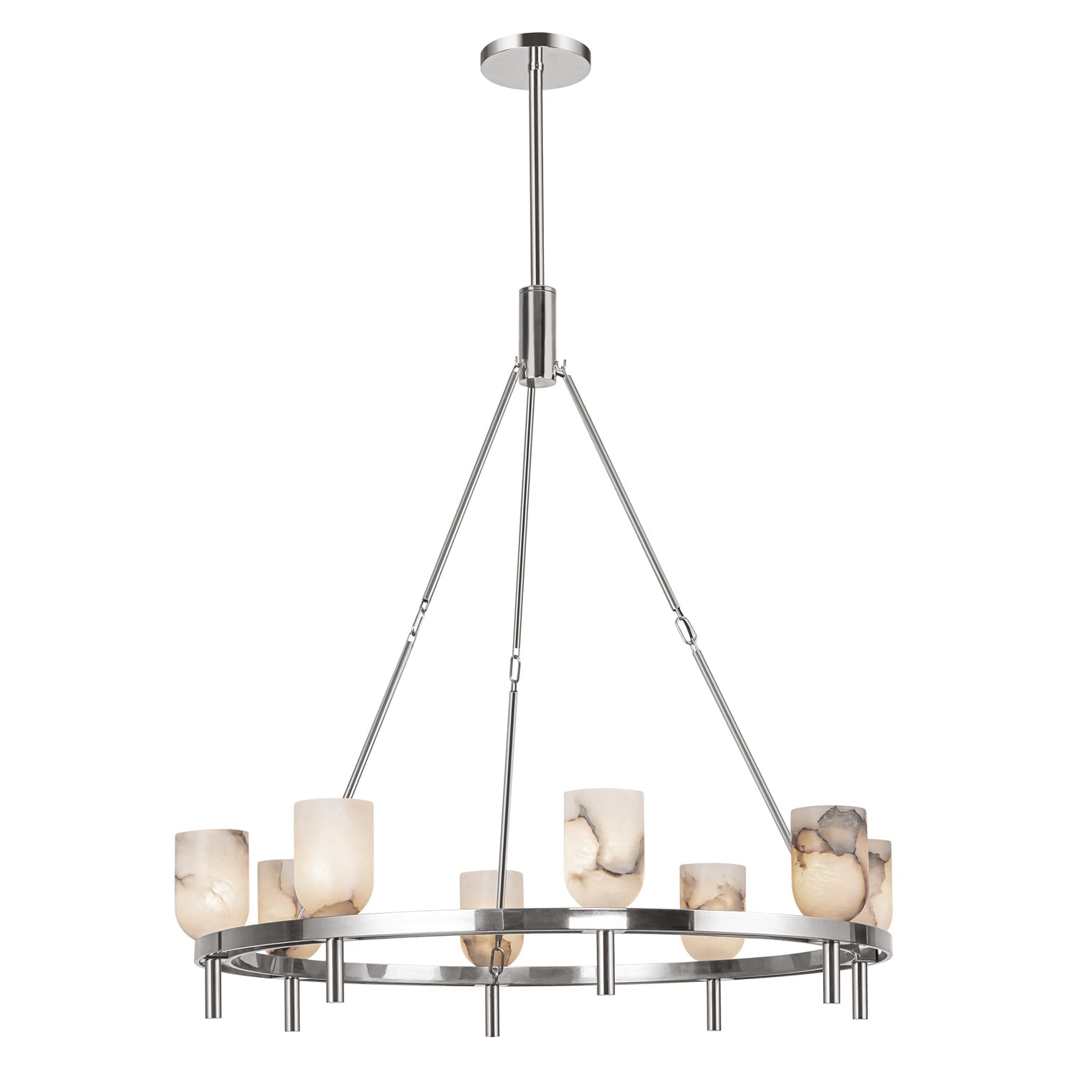 Polished Nickel Alabaster chandelier - Belen Court for dining room view 2