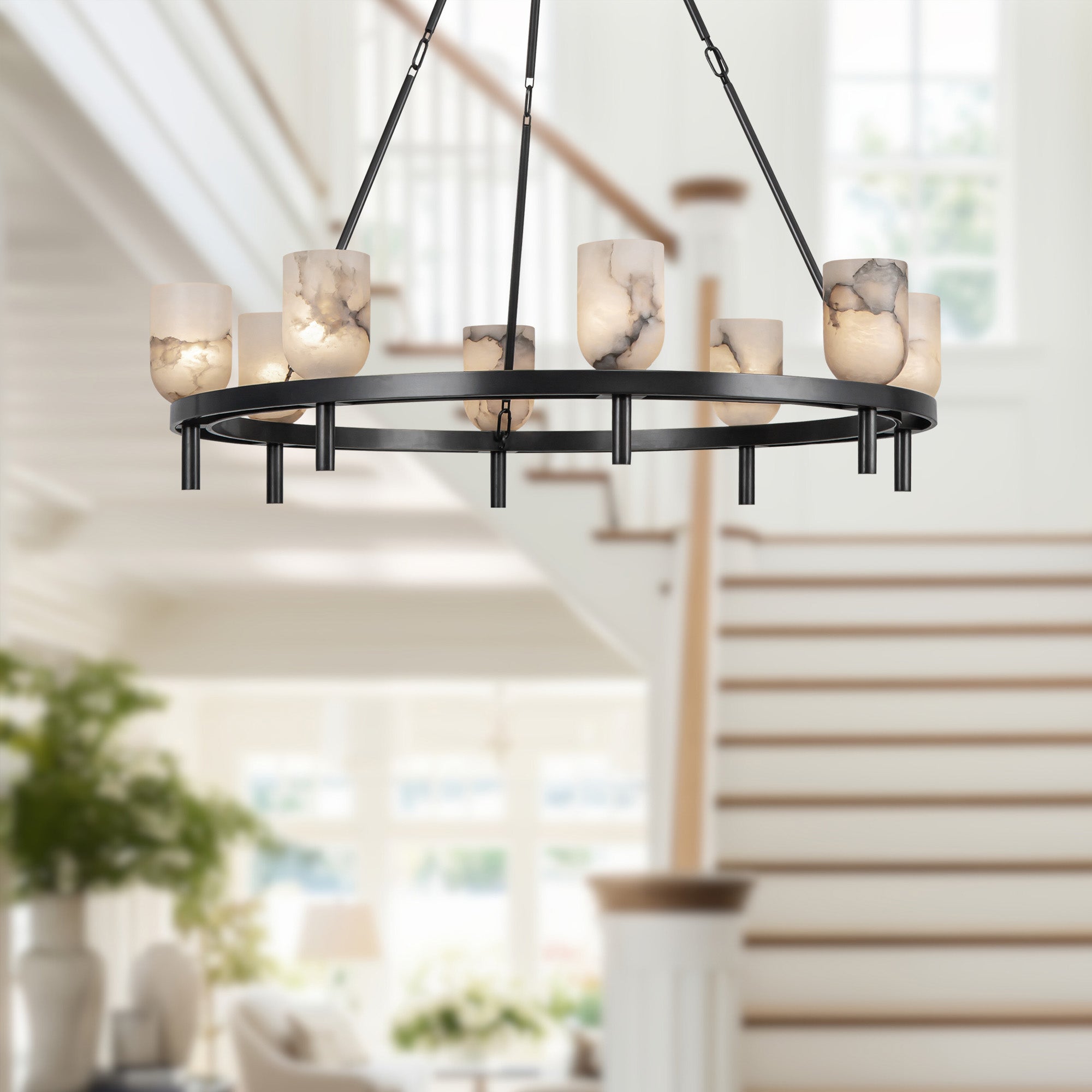 Bronze Alabaster chandelier - Oriel Court for dining room view 3