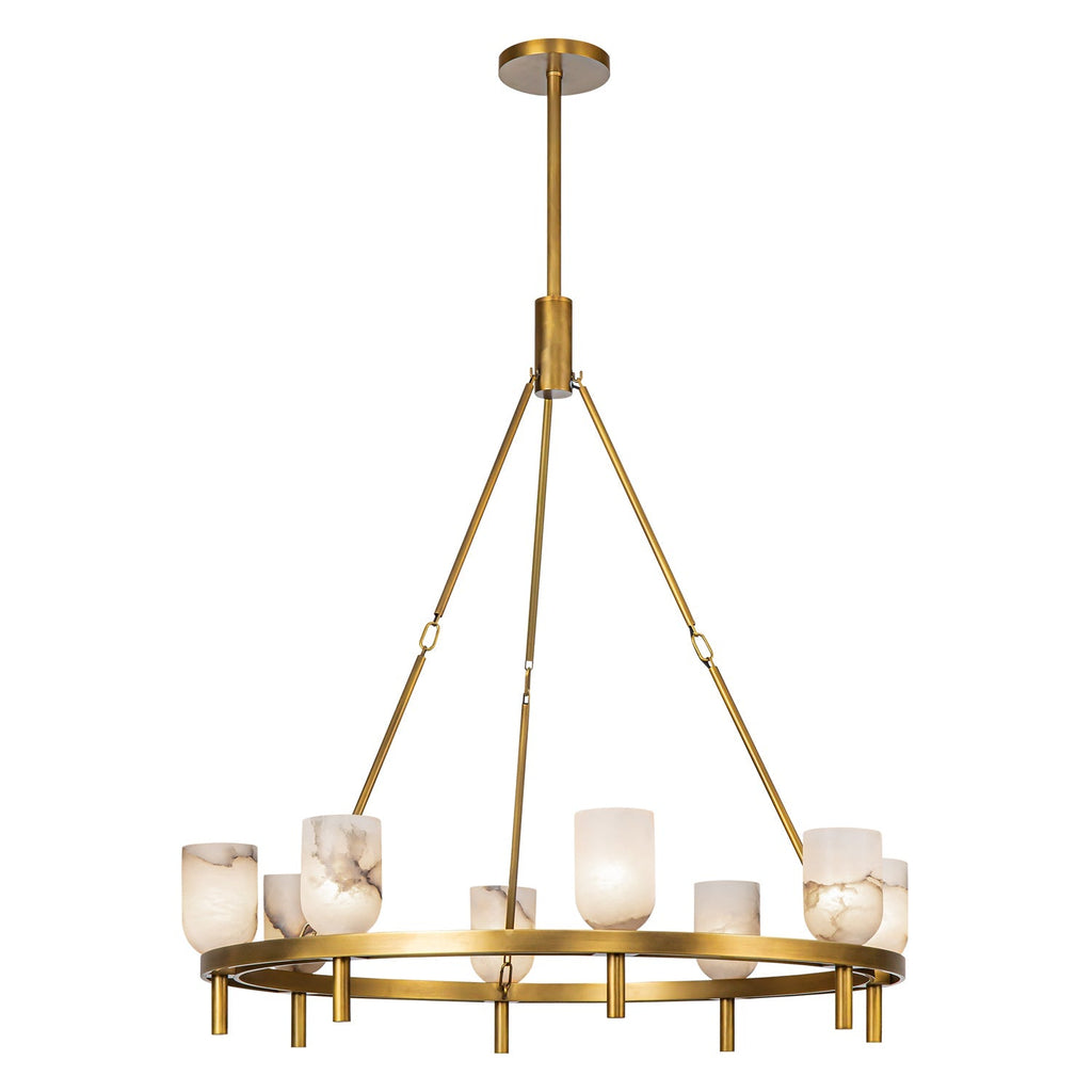 Antique Brass Alabaster chandelier - Tova Court for dining room view 2