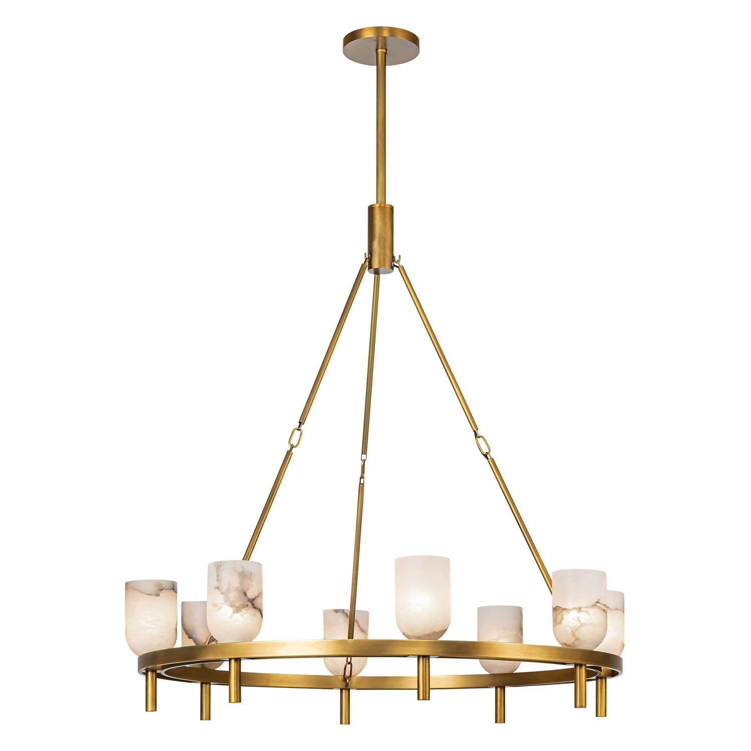 Antique Brass Alabaster chandelier - Tova Court for dining room view 2