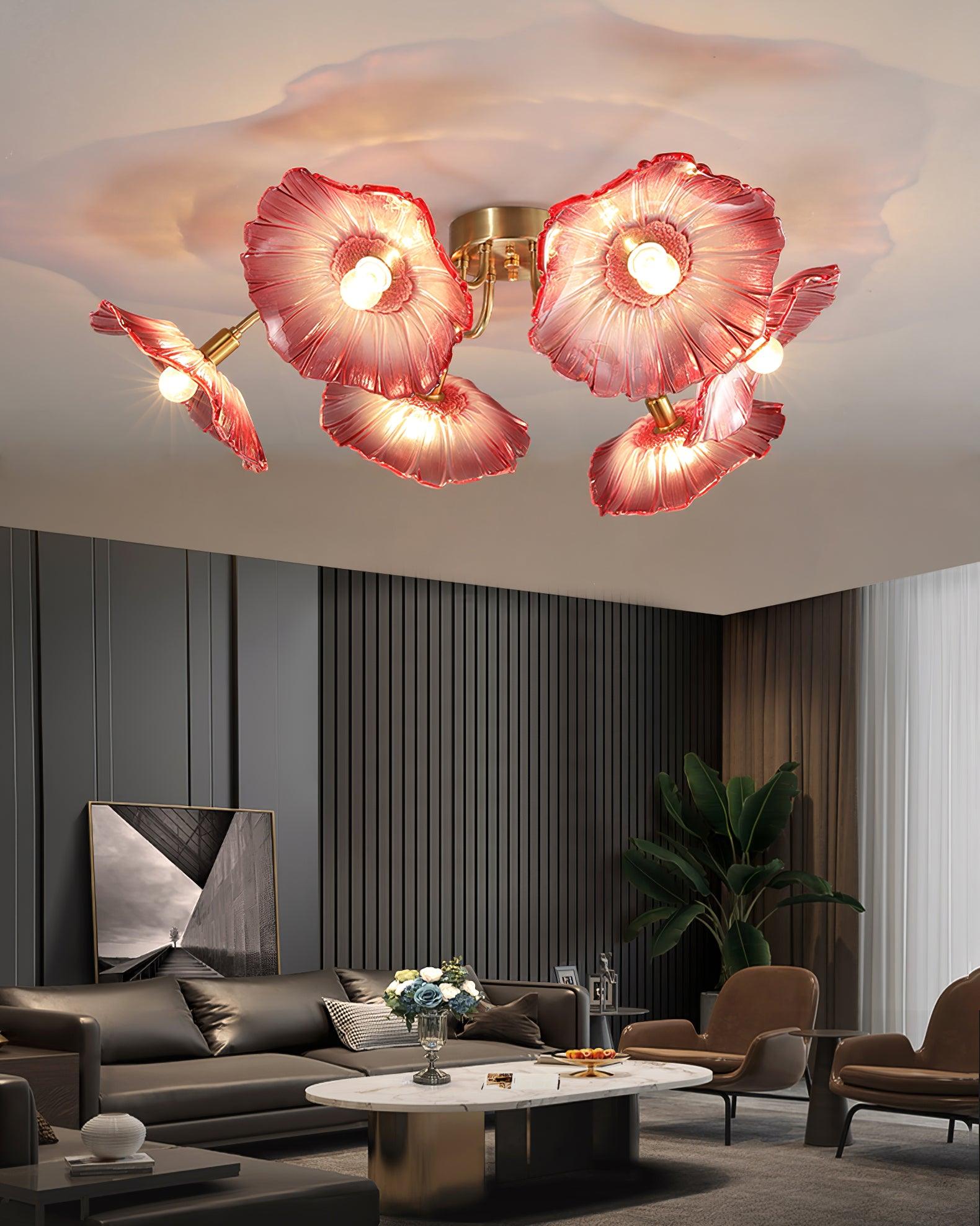 Lotus Leaf Glass Ceiling Lamp