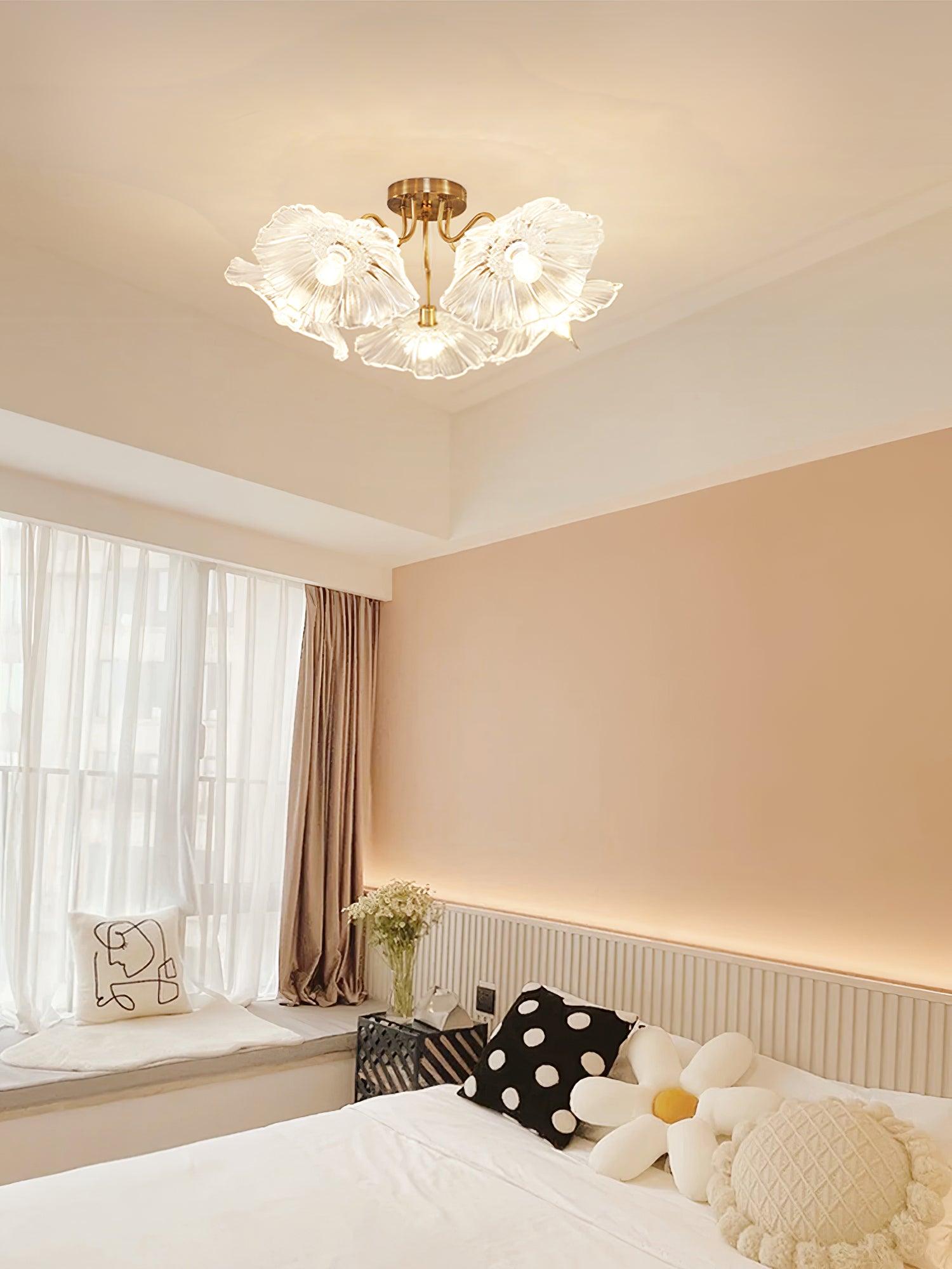 Lotus Leaf Glass Ceiling Lamp