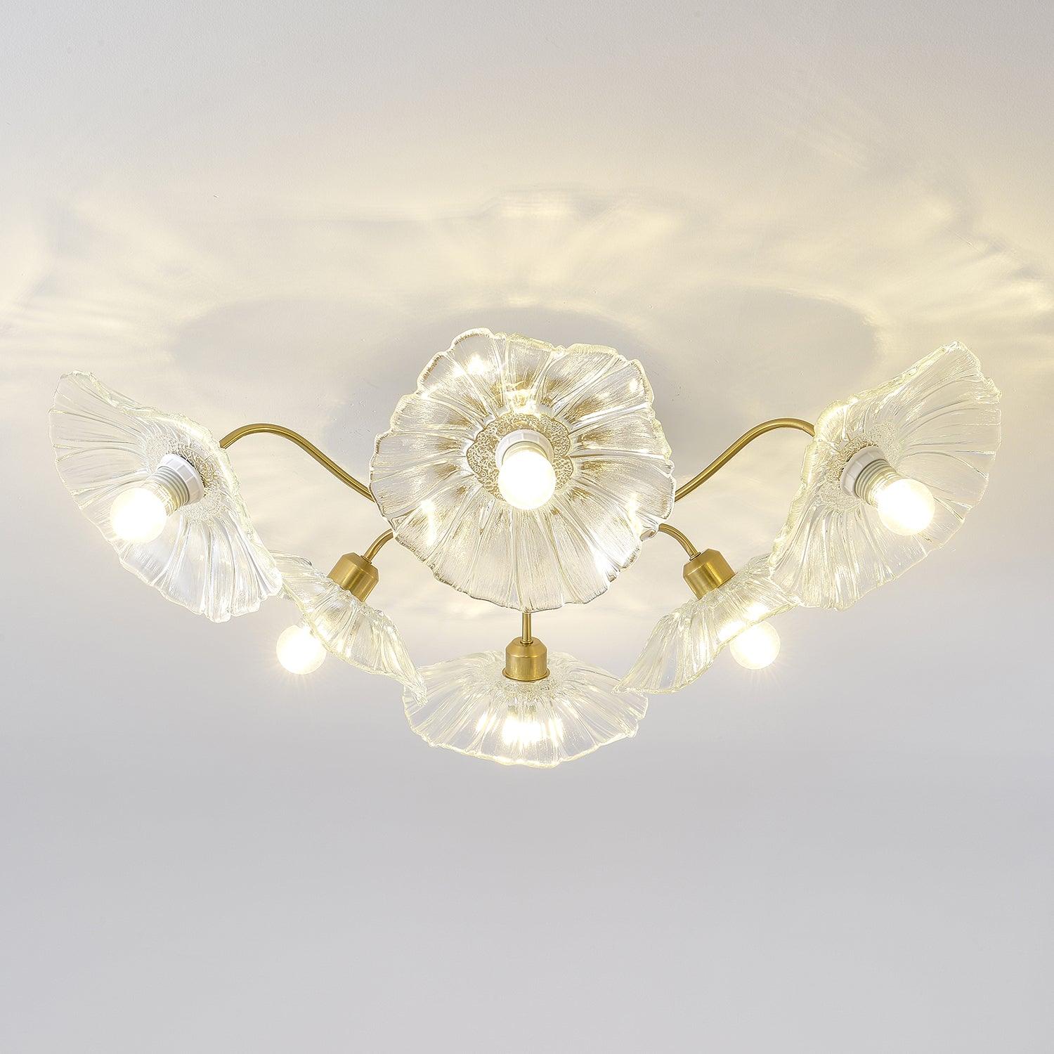 Lotus Leaf Glass Ceiling Lamp