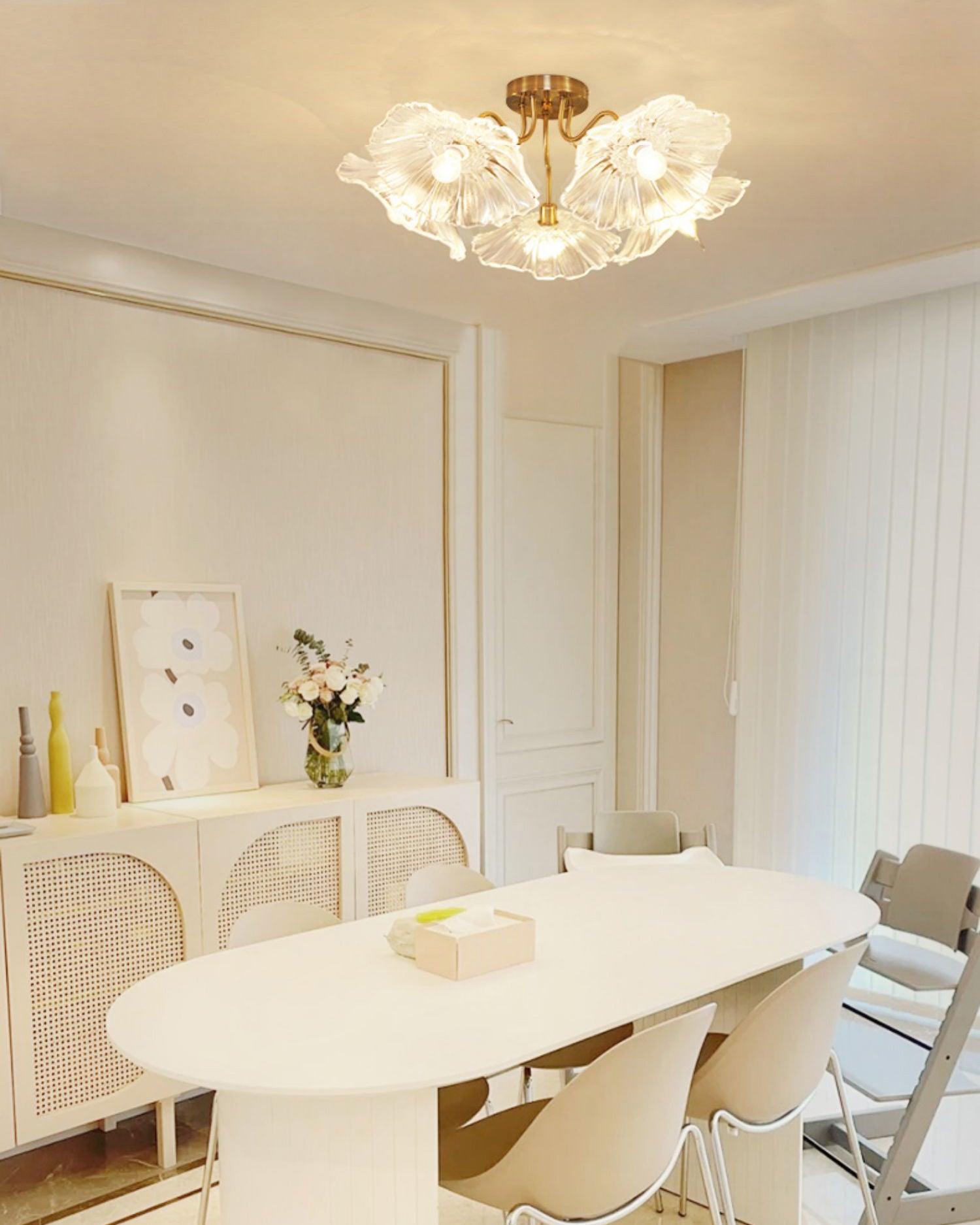 Lotus Leaf Glass Ceiling Lamp