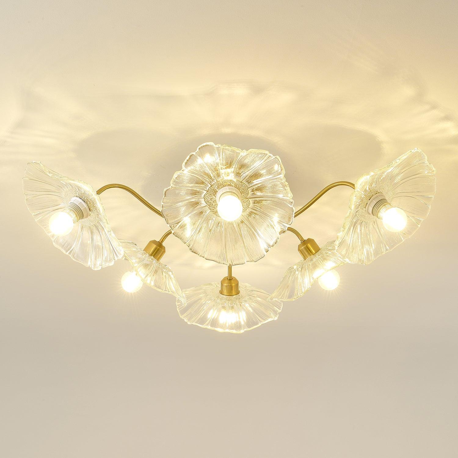 Lotus Leaf Glass Ceiling Lamp