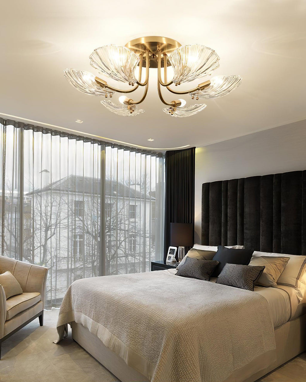 Luxury Shell Brass Ceiling Lamp