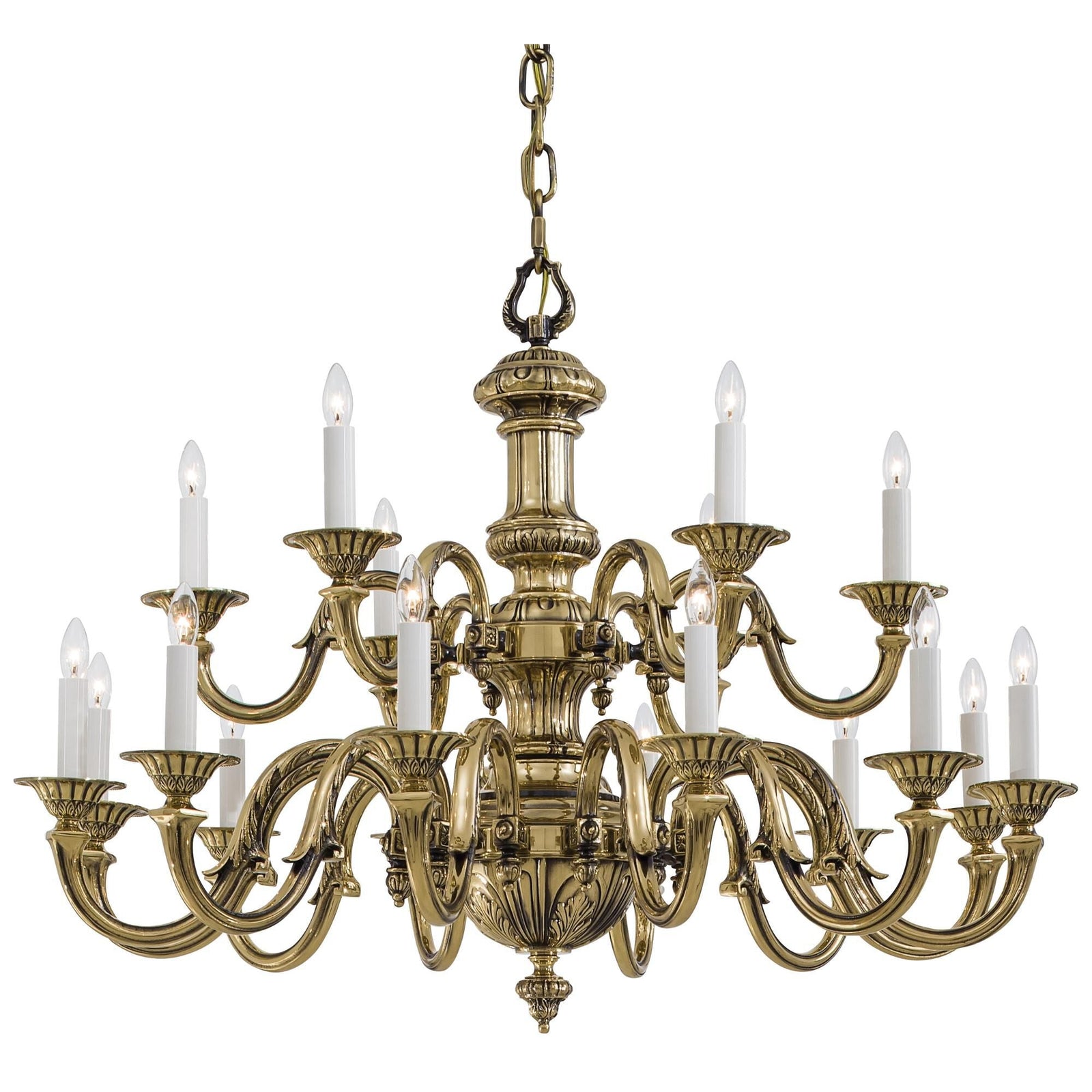 Brass Brass Candle chandelier - Pavia Arc for dining room view 1