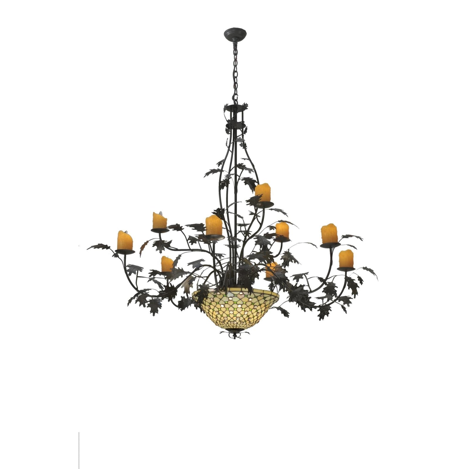 Wood Candle chandelier - Oriel Halo for dining room view 1