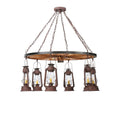 6-Light 40 in. Wagon Wheel Chandelier - Haven Bloom for dining room view 1