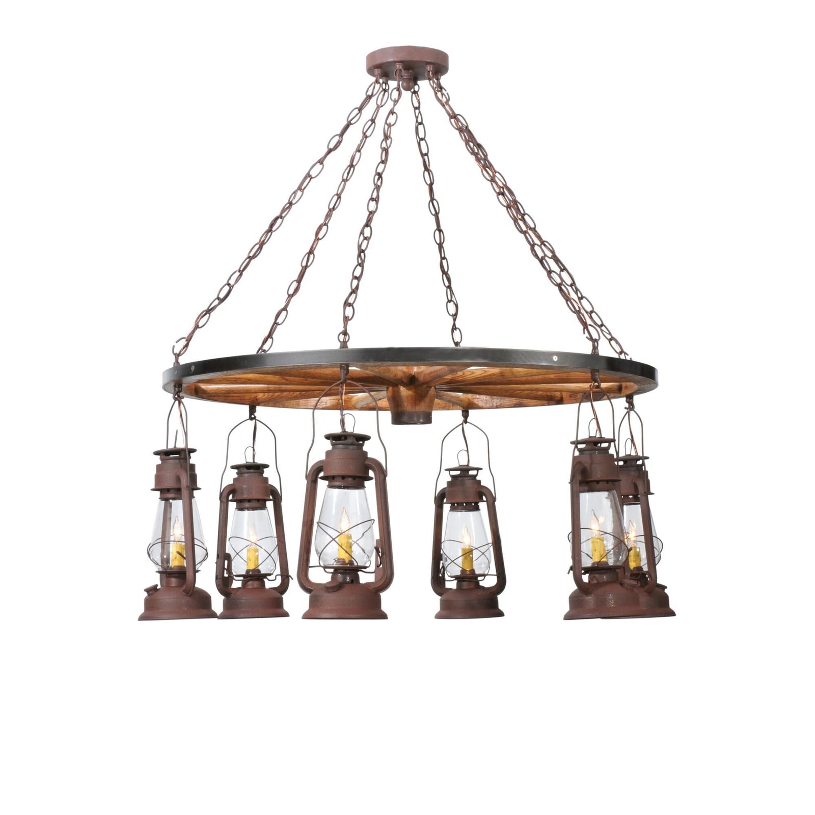 6-Light 40 in. Wagon Wheel Chandelier - Haven Bloom for dining room view 1