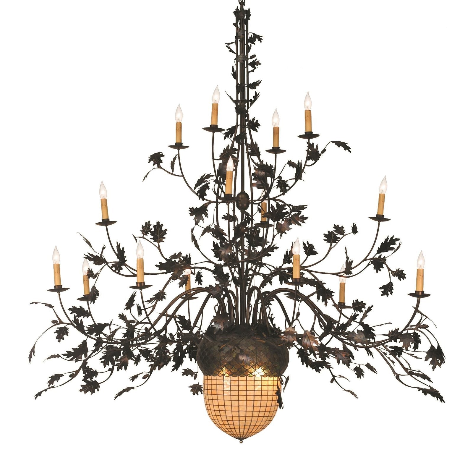 Wood Candle chandelier - Winslow Cove for dining room view 1
