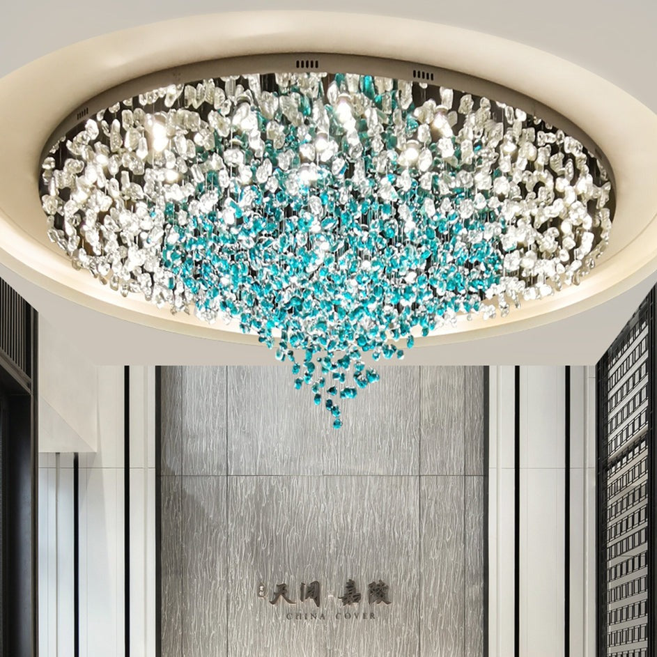 White Crystal Linear chandelier - Galen House for dining room view 2