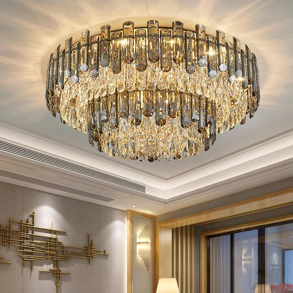 Clear Crystal Tiered chandelier - Aria Bay for dining room view 1