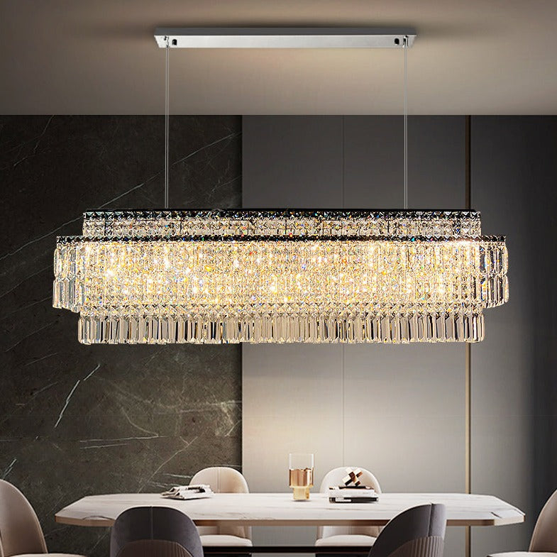 Crystal Linear chandelier - Halo Lane for dining room view 3