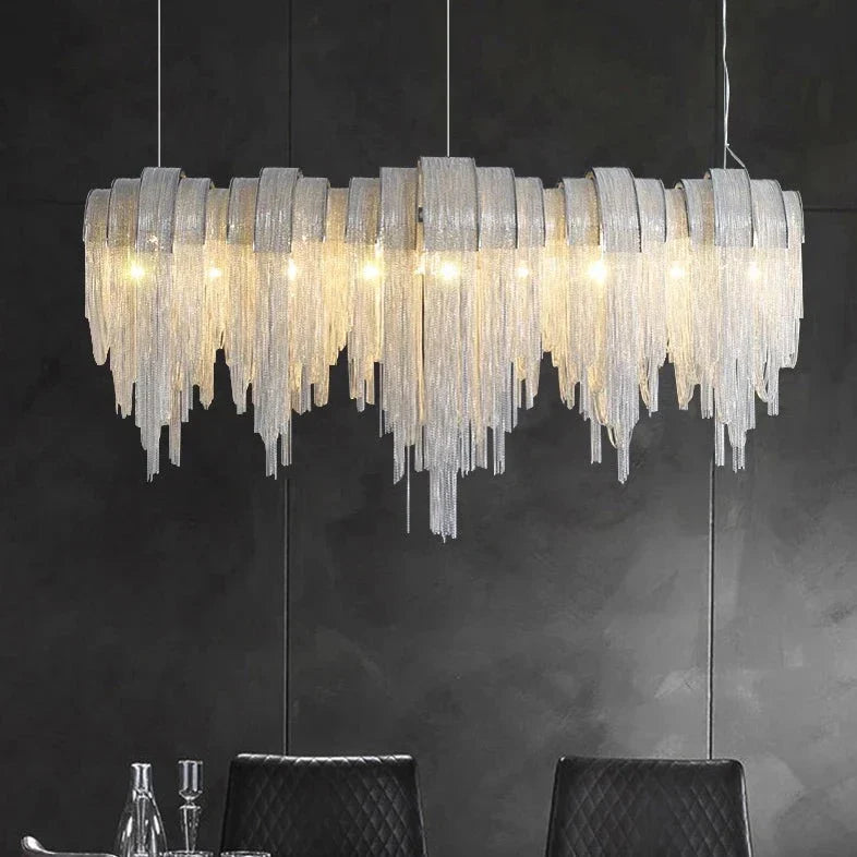Silver Steel chandelier - Zelia Lane for dining room view 2