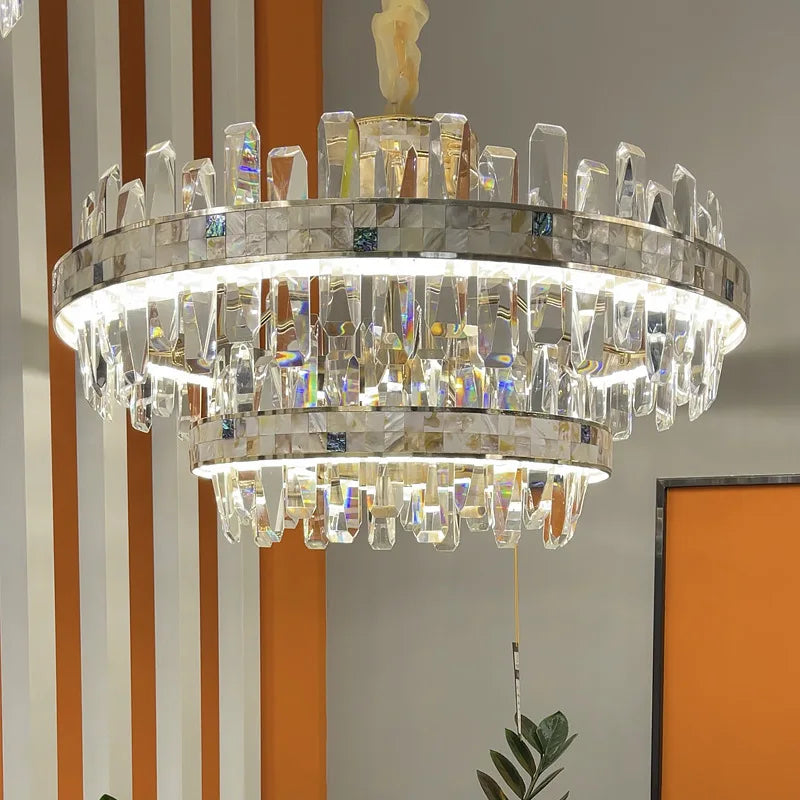 White Crystal chandelier - Zinnia House for dining room view 2