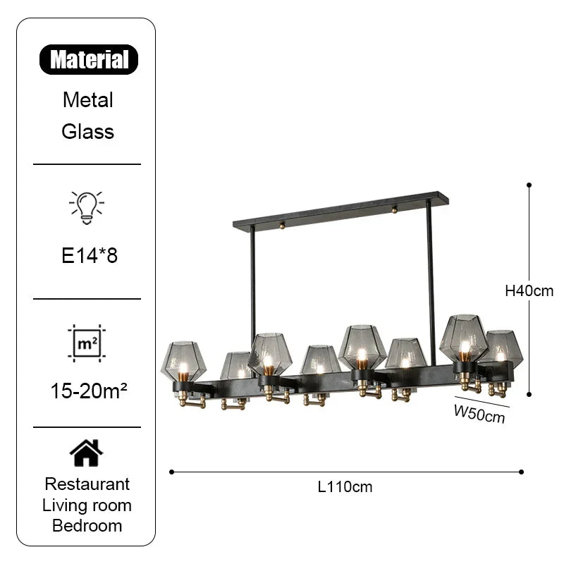 White Glass Linear chandelier - Petra Bay for dining room view 11