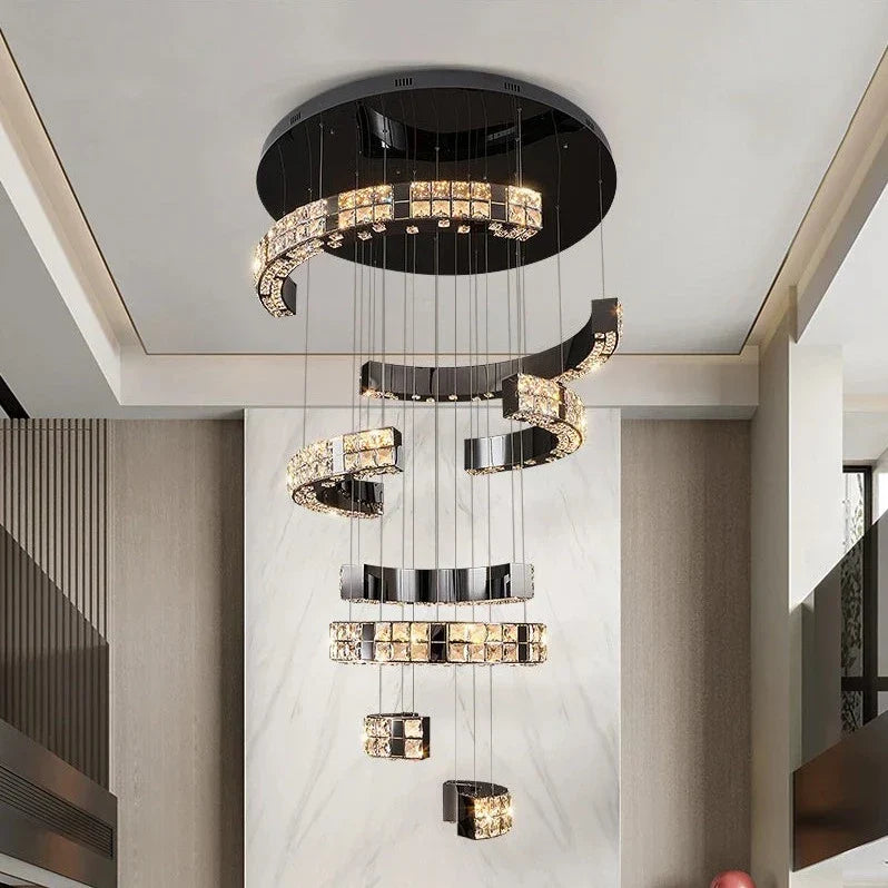 Black Crystal chandelier - Finch House for dining room view 1
